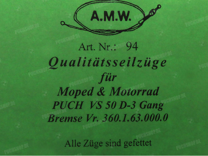 Bowdenzug Puch VS50 D 3-Gang Bremse vorn 112cm A.M.W. 
